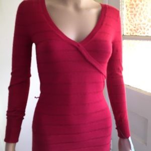 G by Guess Red Glitter Stripe Sweater